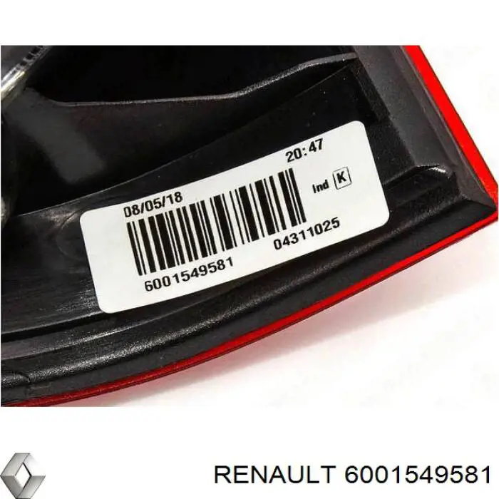 Ліхтар задній лівий Renault (RVI) 6001549581 ціна, від 37.81 USD