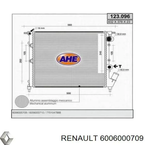 Радіатор 7701047888 Renault (RVI)