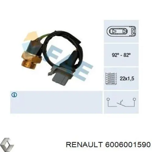 6006001590 Renault (RVI) термо-датчик включення вентилятора радіатора