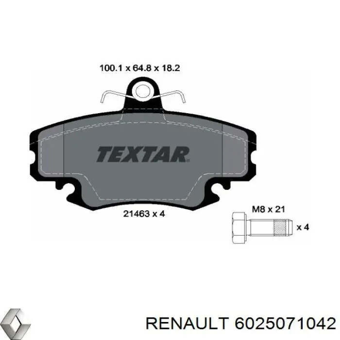 6025071042 Renault (RVI) колодки гальмівні передні, дискові
