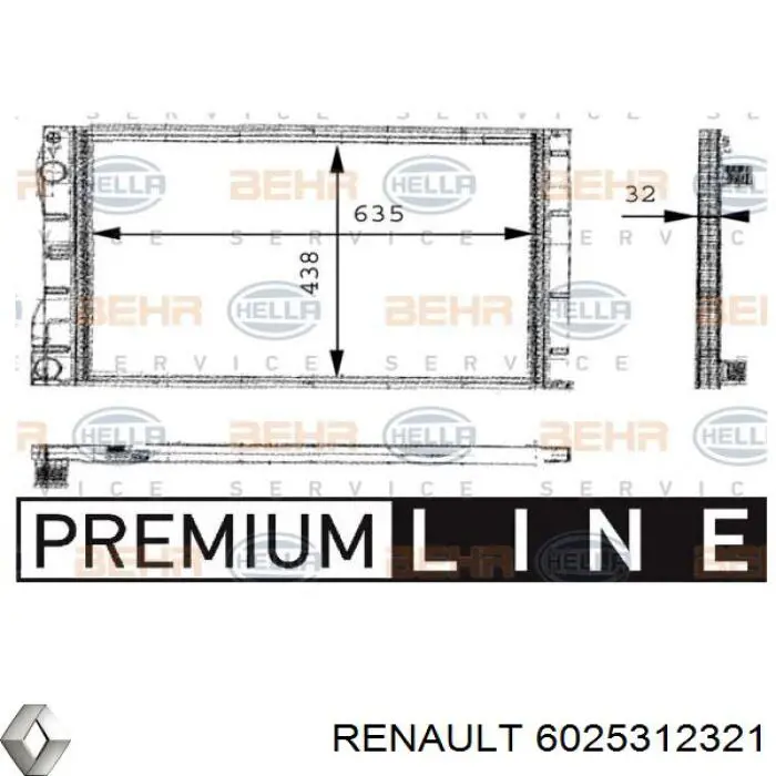 Радіатор охолодження двигуна 6025312321 Renault (RVI)