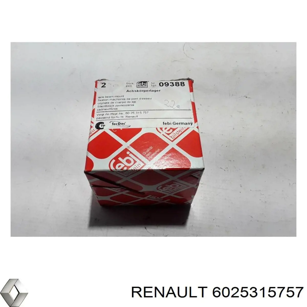 Сайлентблок задньої балки/підрамника 6025315757 Renault (RVI)