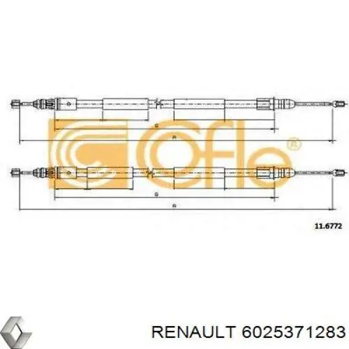 6025371283 Renault (RVI) Трос ручного гальма, комплект на авто