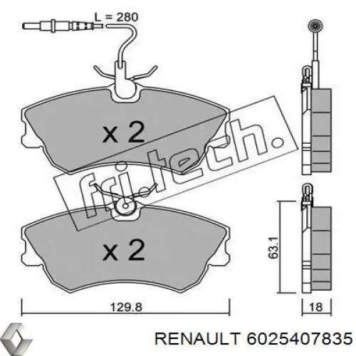 Купити 6025407835 Renault (RVI) Колодки гальмівні передні, дискові