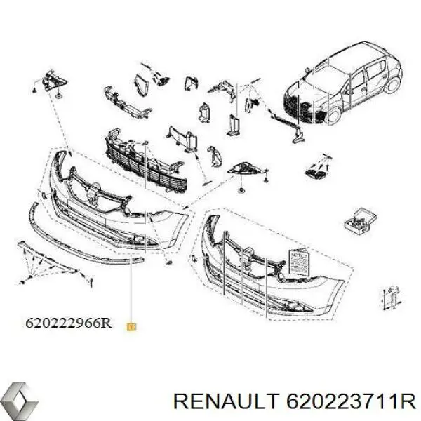 Бампер на авто Renault (RVI) 620223711R ціна, від 120.43 USD
