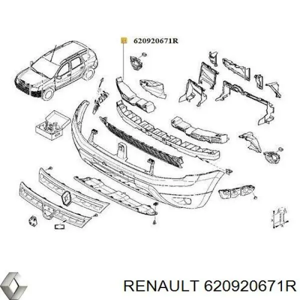 Абсорбер (наповнювач) бампера переднього Renault DUSTER (HS) (Рено Дастер)