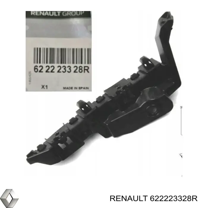 Кронштейн бампера переднього, правий 622223328R Renault (RVI)