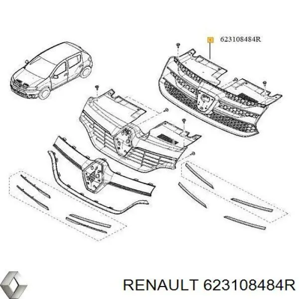 Облицювання радіатора Renault (RVI) 623108484R ціна, від 171.17 USD
