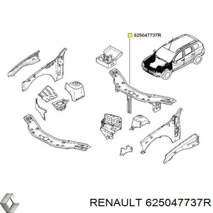 Рамка радіатора верхня Renault (RVI) 625047737R ціна, від 121.99 USD