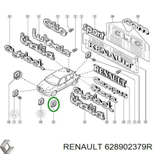 Емблема решітки радіатора Renault Clio 2 (SB0) (Рено Кліо)