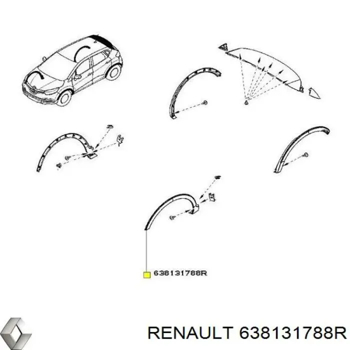 638131788R Renault (RVI) Розширювач/накладка арки переднього крила, лівий