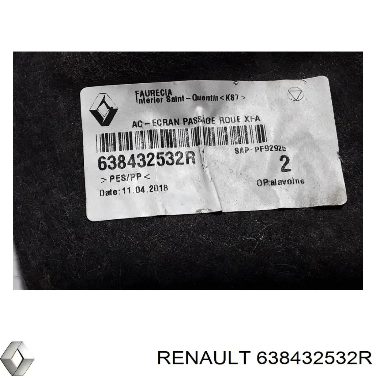 Купити 638432532R Renault (RVI) Підкрилок переднього крила, лівий задній