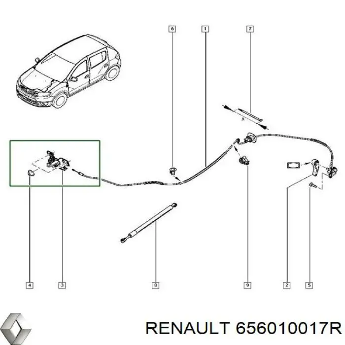 Замок капота Renault (RVI) 656010017R ціна, від 17.06 USD