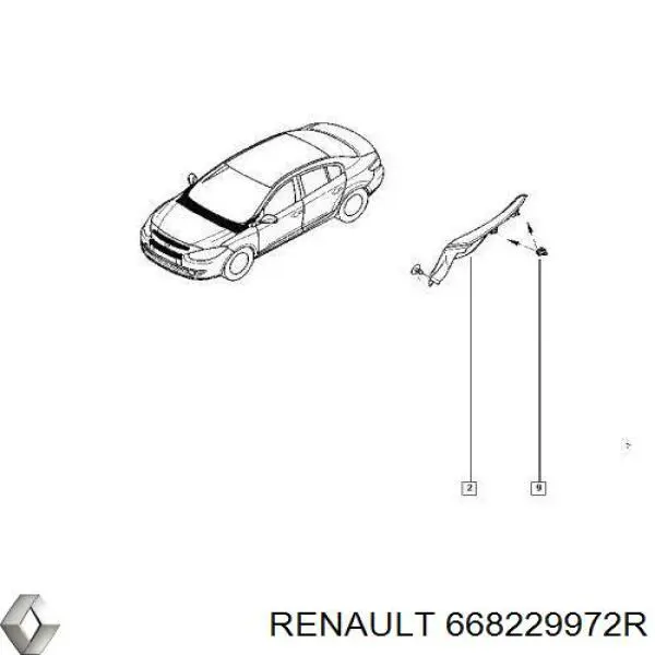 Заглушка жабо збоку Renault (RVI) 668229972R ціна, від 15.15 USD