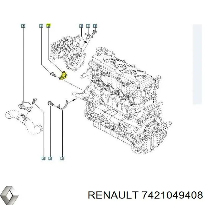 Прокладка датчика положення коленвала Renault (RVI) 7421049408 ціна, від 308.94 USD