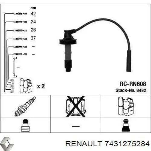 7431275284 Renault (RVI) дріт високовольтні, комплект