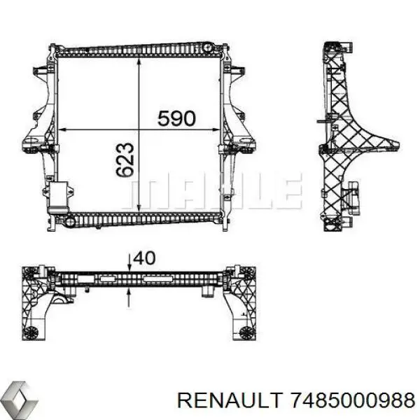 7485000988 Renault (RVI) радіатор охолодження двигуна
