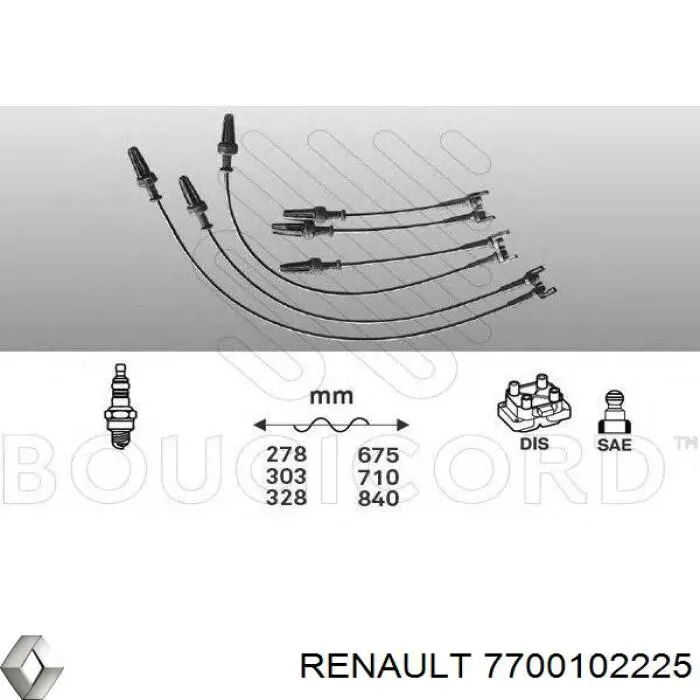 Дріт високовольтний, комплект 7700102225 Renault (RVI)