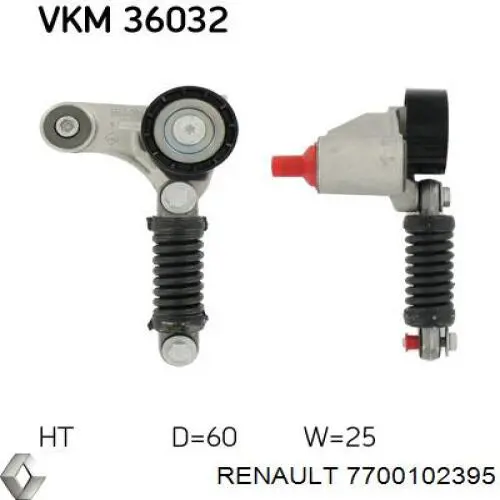 Натягувач приводного ременя Renault (RVI) 7700102395 ціна, від 46.55 USD