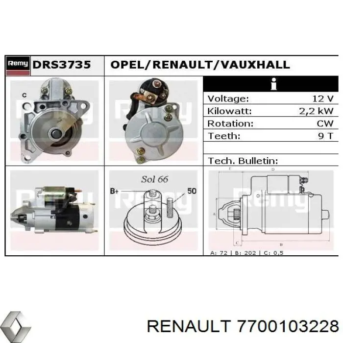  Renault (RVI) 7700103228 ціна, від 6.64 USD