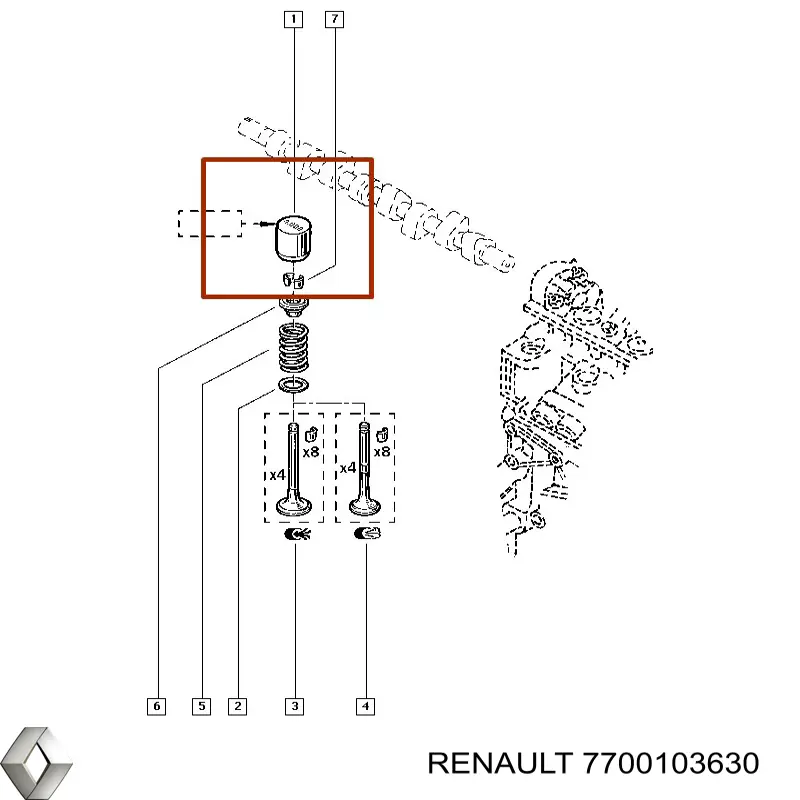 7700103630 Renault (RVI) гідрокомпенсатор, гідроштовхач, штовхач клапанів