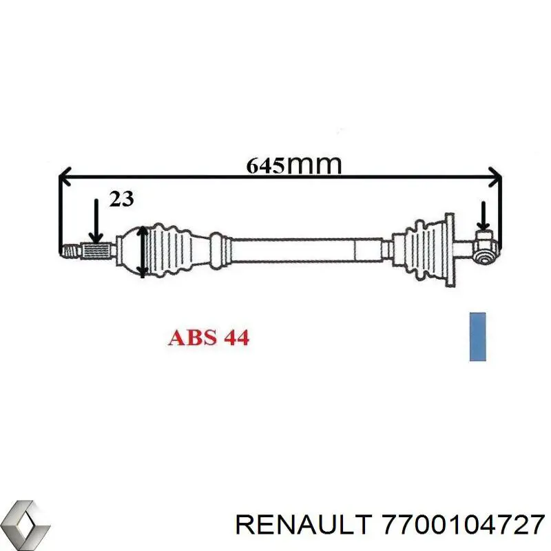 Піввісь (привід) передня, ліва 7700104727 Renault (RVI)