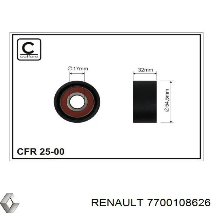 Ролик ременя ГРМ, паразитний Renault (RVI) 7700108626 ціна, від 5.61 USD