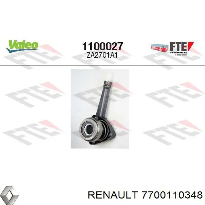 Робочий циліндр зчеплення в зборі з витискним підшипником Renault (RVI) 7700110348 ціна, від 42.28 USD