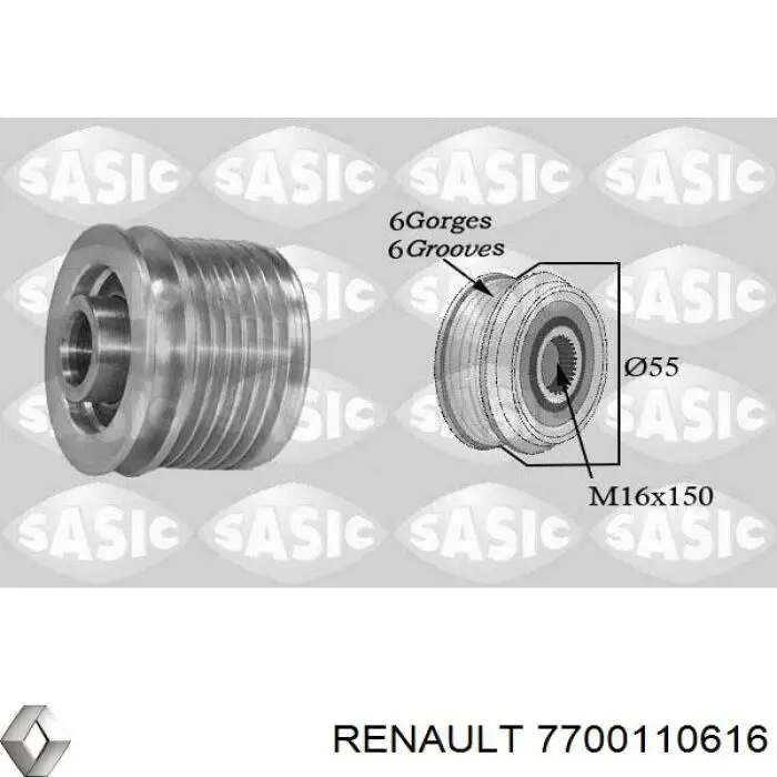 Інерційний шків Renault (RVI) 7700110616 ціна, від 30.44 USD