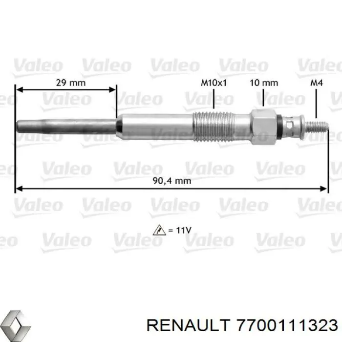 Свічка накалу 7700111323 Renault (RVI)