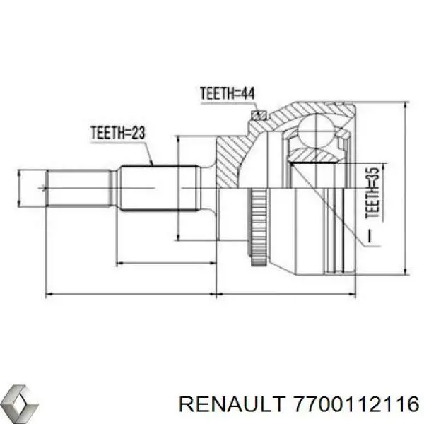 Піввісь (привід) передня, ліва 7700112116 Renault (RVI)