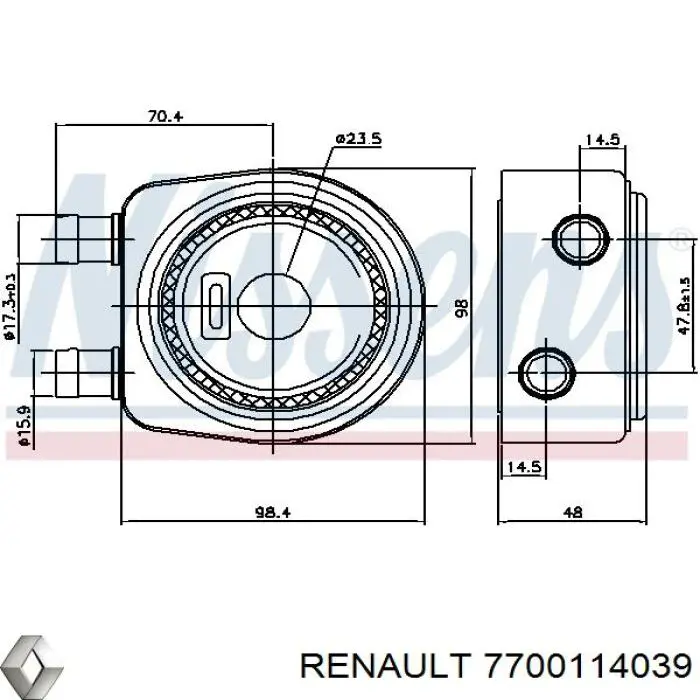 Купити 7700114039 Renault (RVI) Радіатор масляний (холодильник), під фільтром