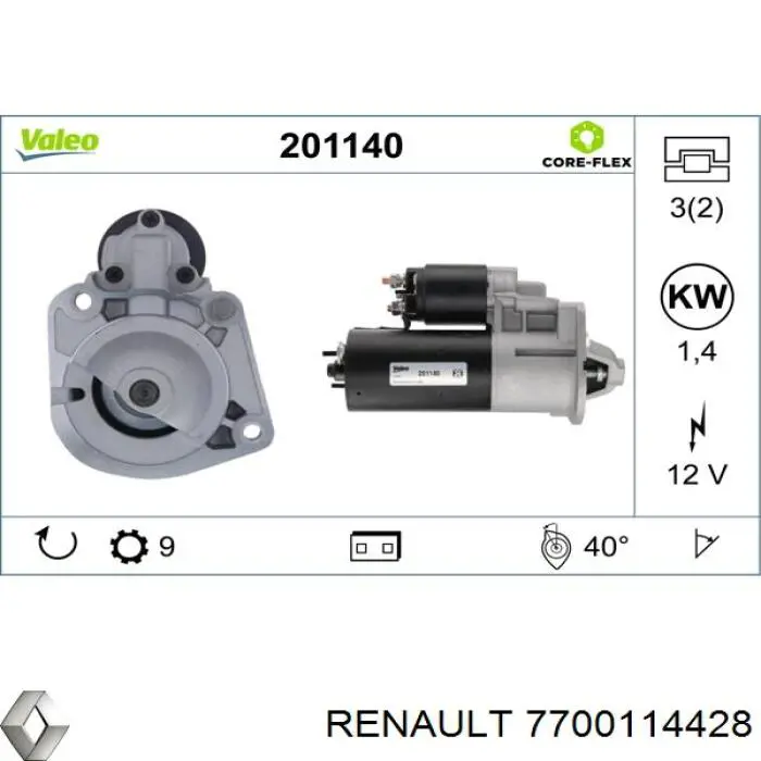 Стартер 7700114428 Renault (RVI)