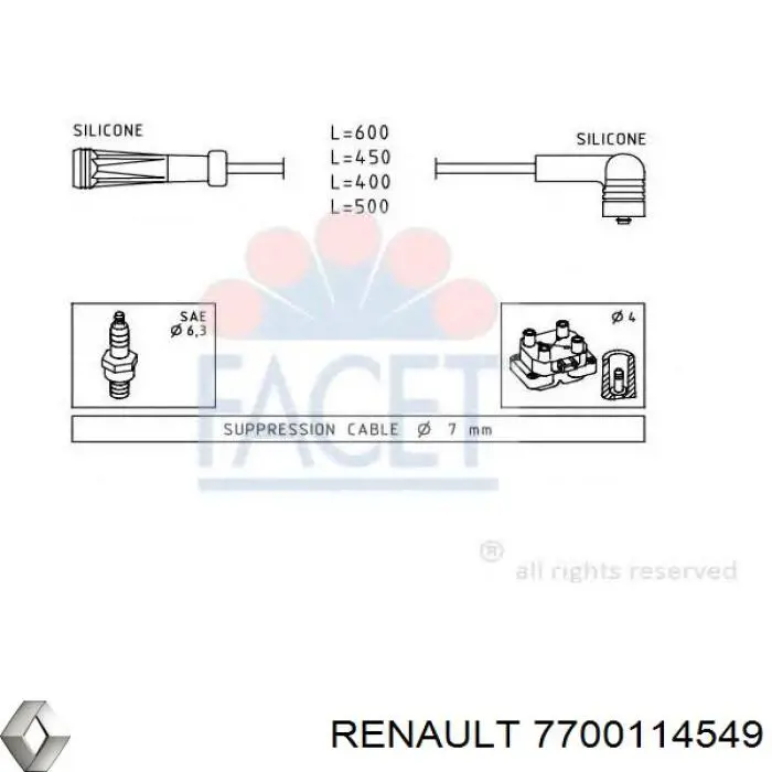 Купити 7700114549 Renault (RVI) Провід високовольтні, комплект