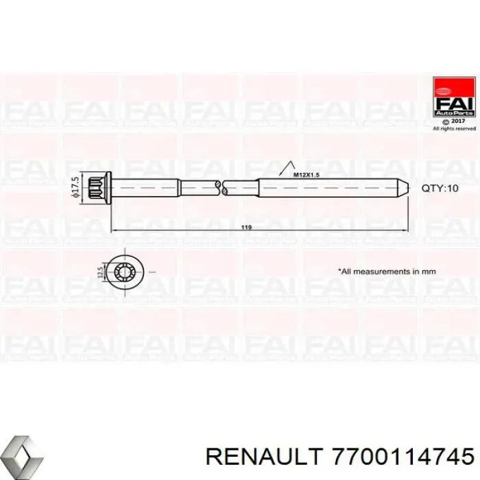 Болт головки блока циліндрів, ГБЦ Renault Megane 1 (DA0) (Рено Меган)