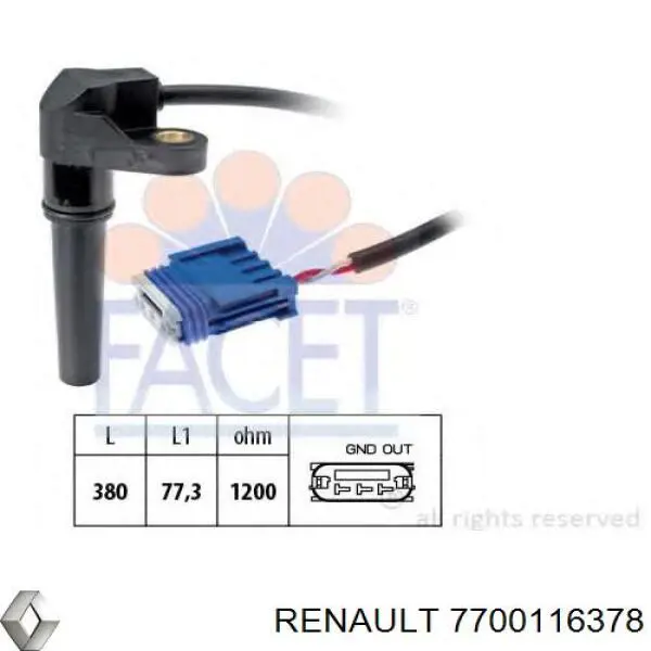 7700116378 Renault (RVI) датчик швидкості