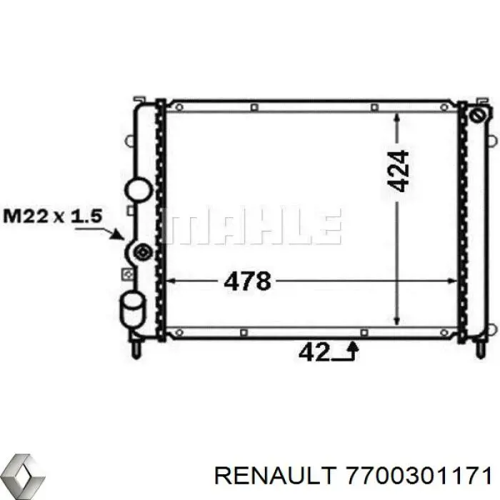 Радіатор основний Renault (RVI) 7700301171 ціна, від 79.21 USD