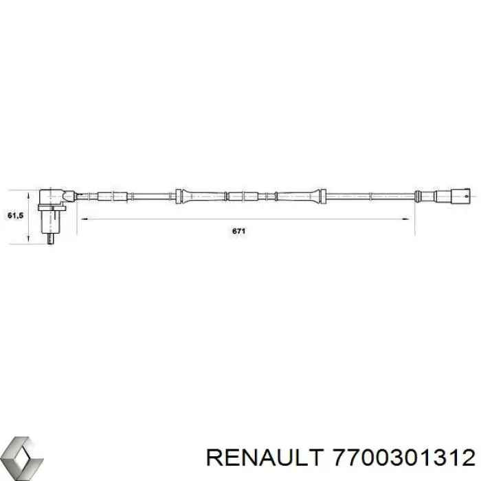 Купити 7700301312 Renault (RVI) Датчик АБС (ABS) задній, правий