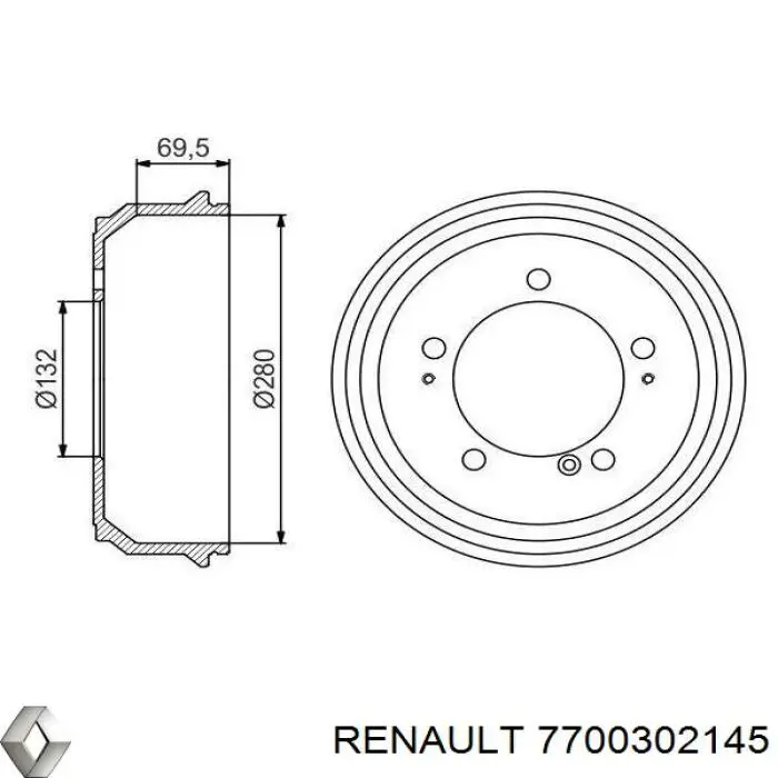 7700302145 Renault (RVI) барабан гальмівний задній