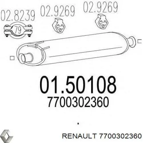 Глушник Renault (RVI) 7700302360 ціна, від 48.11 USD