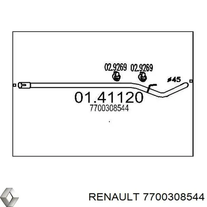 Глушник, центральна частина 7700308544 Renault (RVI)