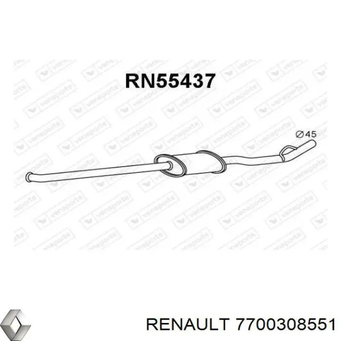 7700308551 Renault (RVI) Середній глушник