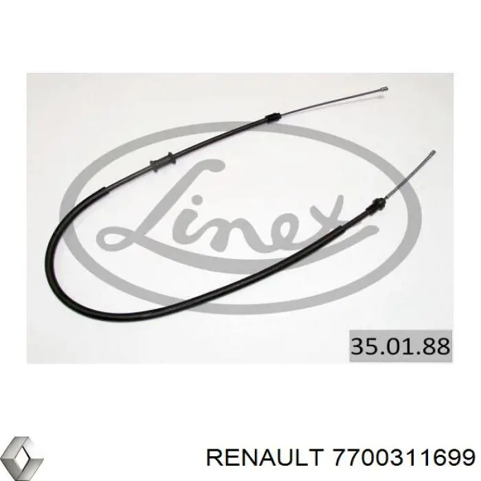 Трос стоянкового гальма задній правий Renault (RVI) 7700311699 ціна, від 8.15 USD