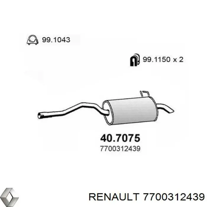 7700312439 Renault (RVI) Глушник, задня частина