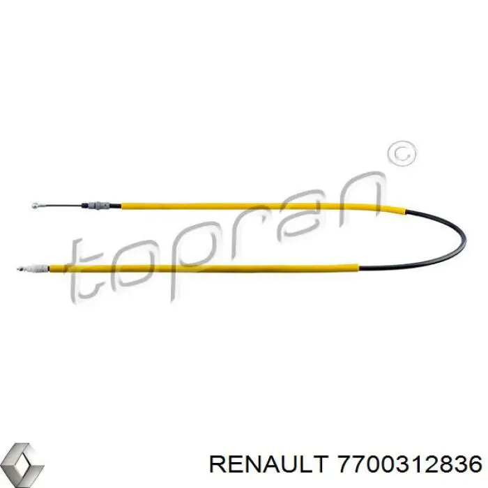 Трос ручного гальма задній, правий 7700312836 Renault (RVI)