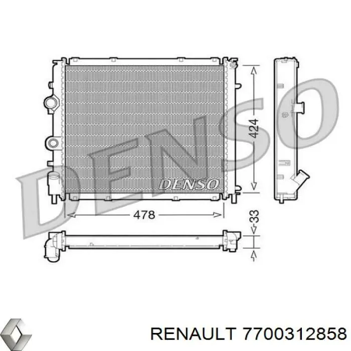 Купити 7700312858 Renault (RVI) Радіатор двигуна