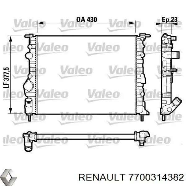 Купити 7700314382 Renault (RVI) Радіатор двигуна