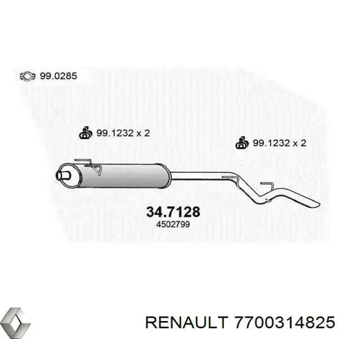 7700314825 Renault (RVI) глушник, задня частина