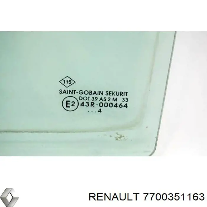 Скло-кватирка двері, передній, лівій 7700351163 Renault (RVI)
