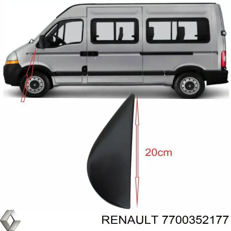 Накладка стійки кузова зовнішня, передня ліва Renault (RVI) 7700352177 ціна, від 3.41 USD